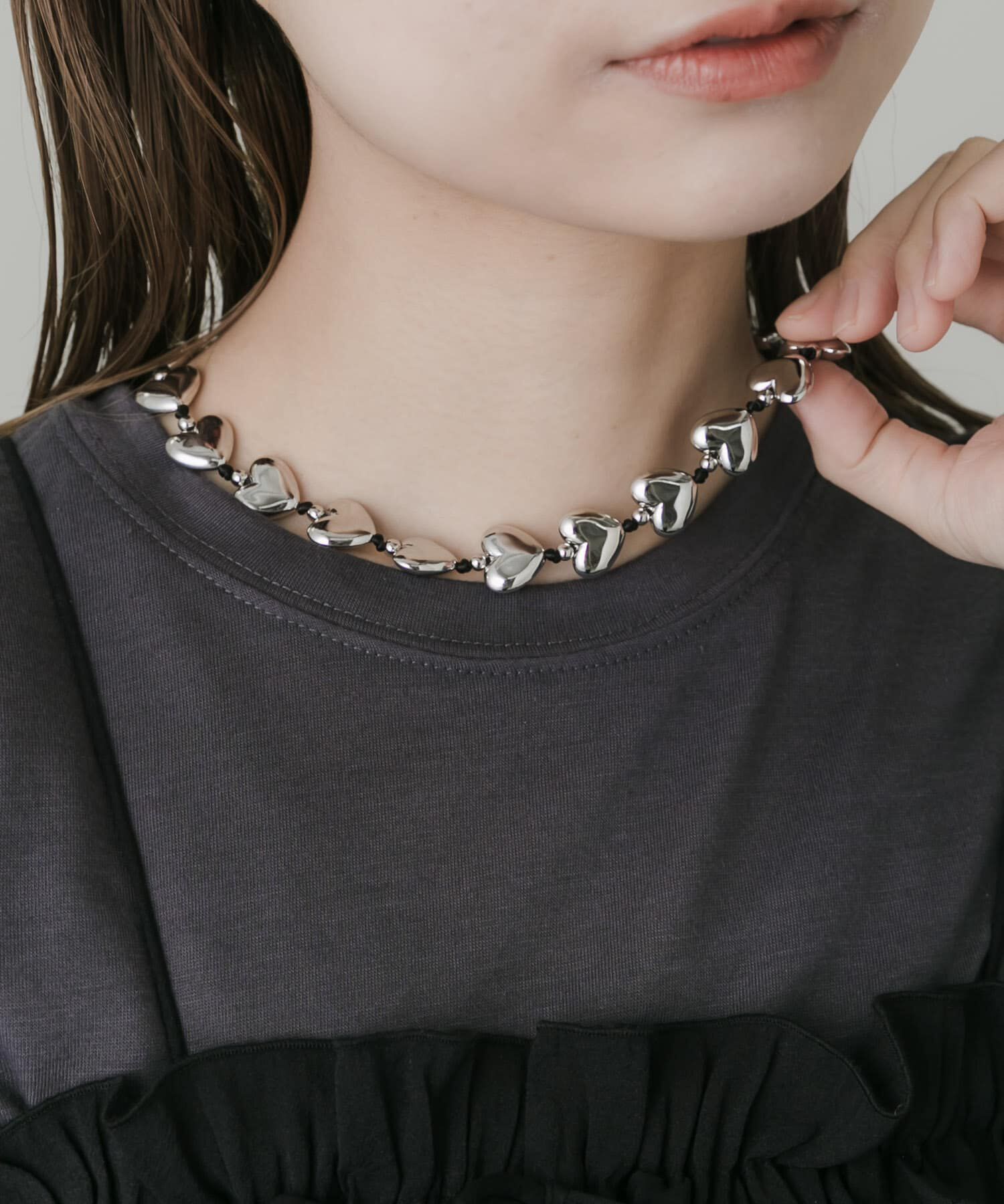 SMELLY「メタルハートチョーカーネックレス」|ネックレス|