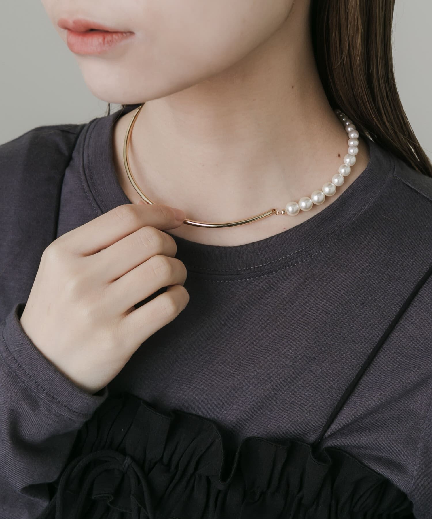 SMELLY「グラデーションパールネックカフ」|ネックレス|ゴールド系その他