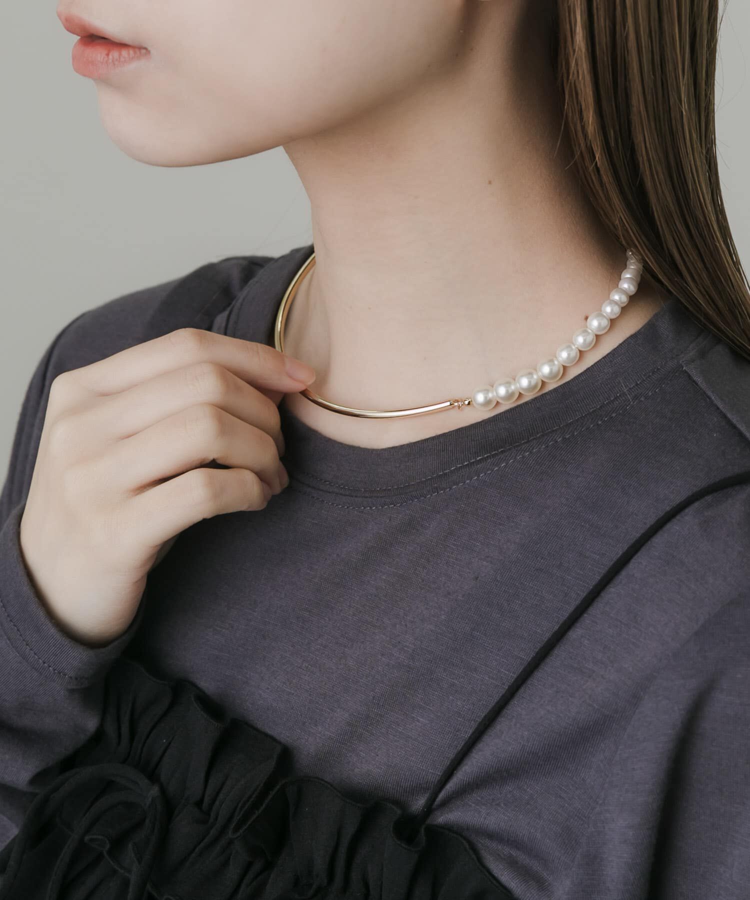 SMELLY「グラデーションパールネックカフ」|ネックレス|
