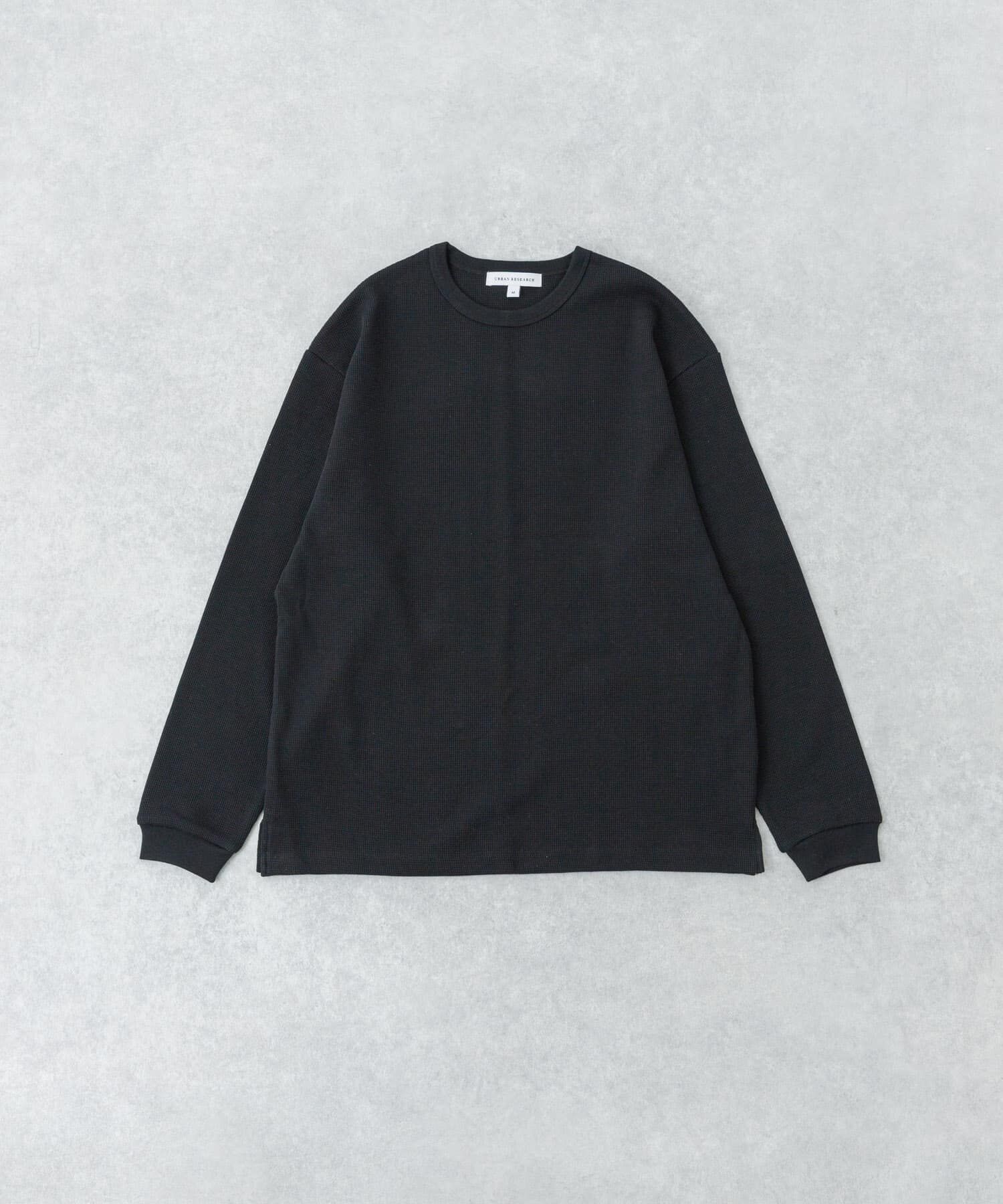 URBAN RESEARCH「度詰めワッフルロングスリーブ」|Tシャツ・カットソー|ブラック