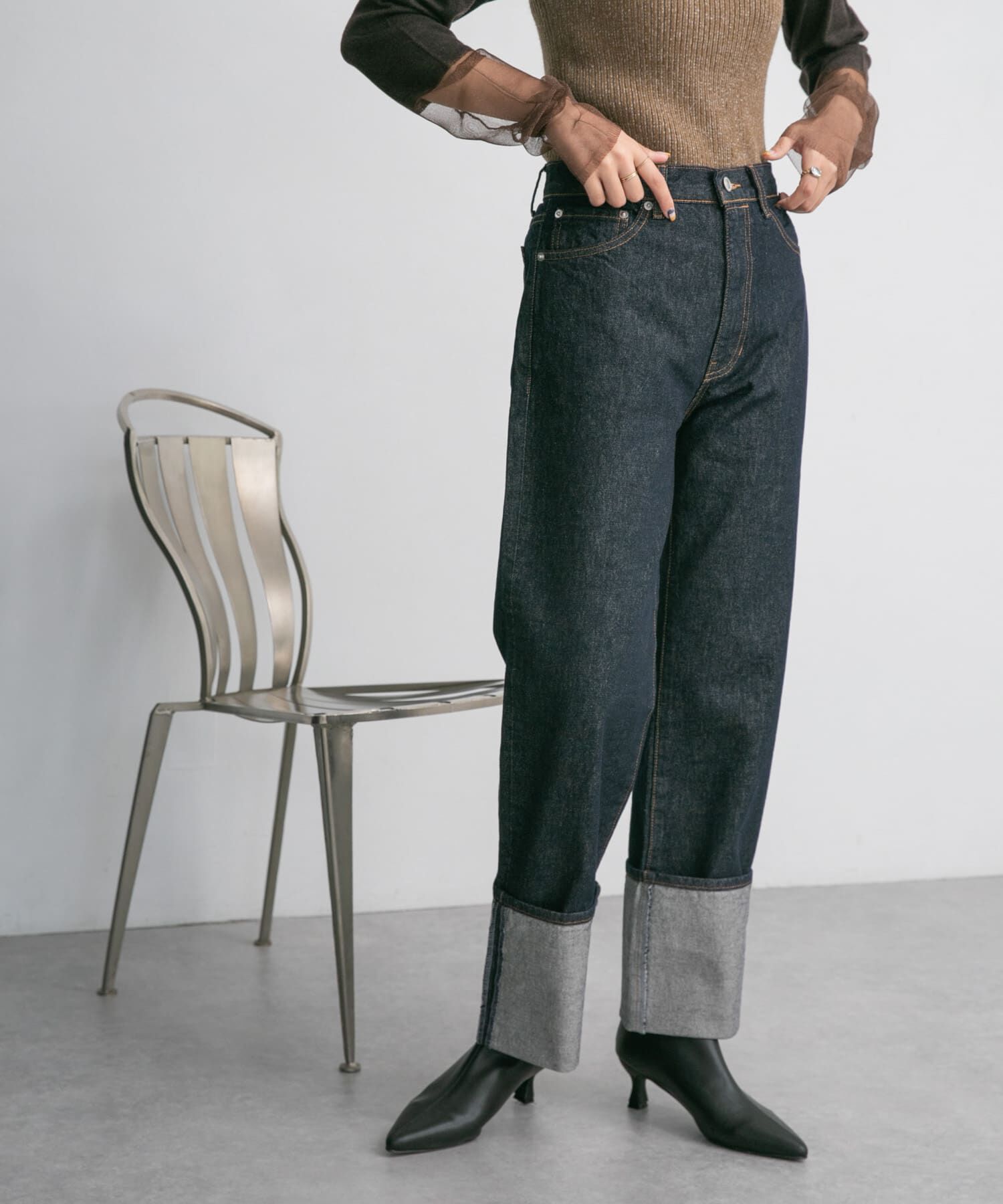  「ターンアップストレートデニム」|デニム|