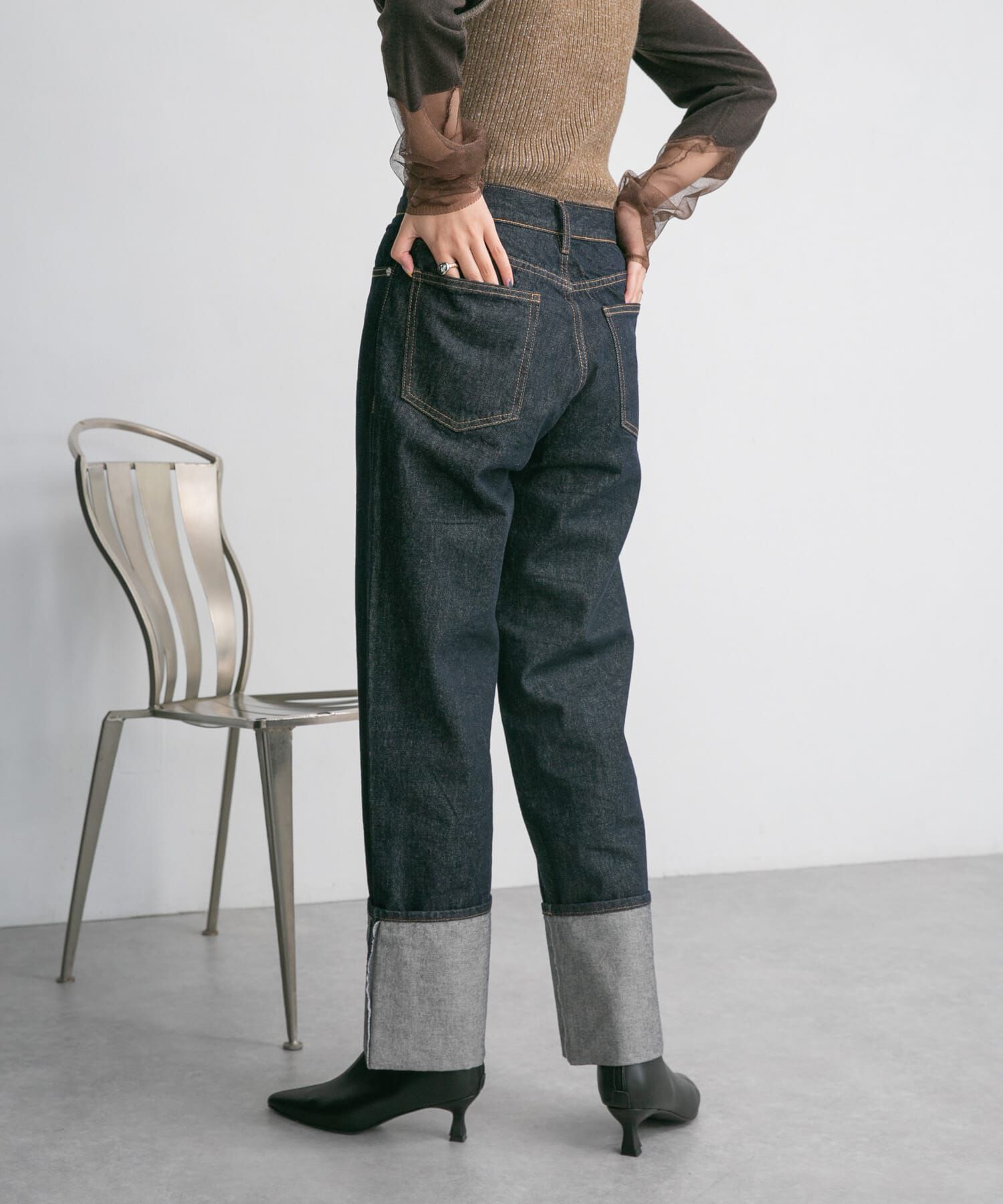  「ターンアップストレートデニム」|デニム|