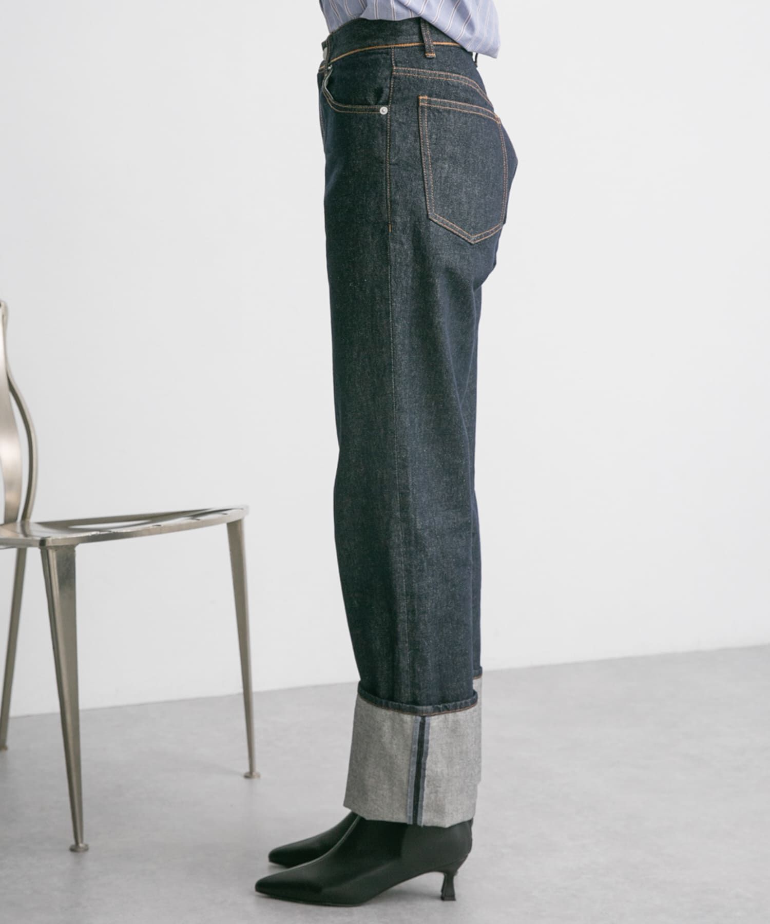  「ターンアップストレートデニム」|デニム|