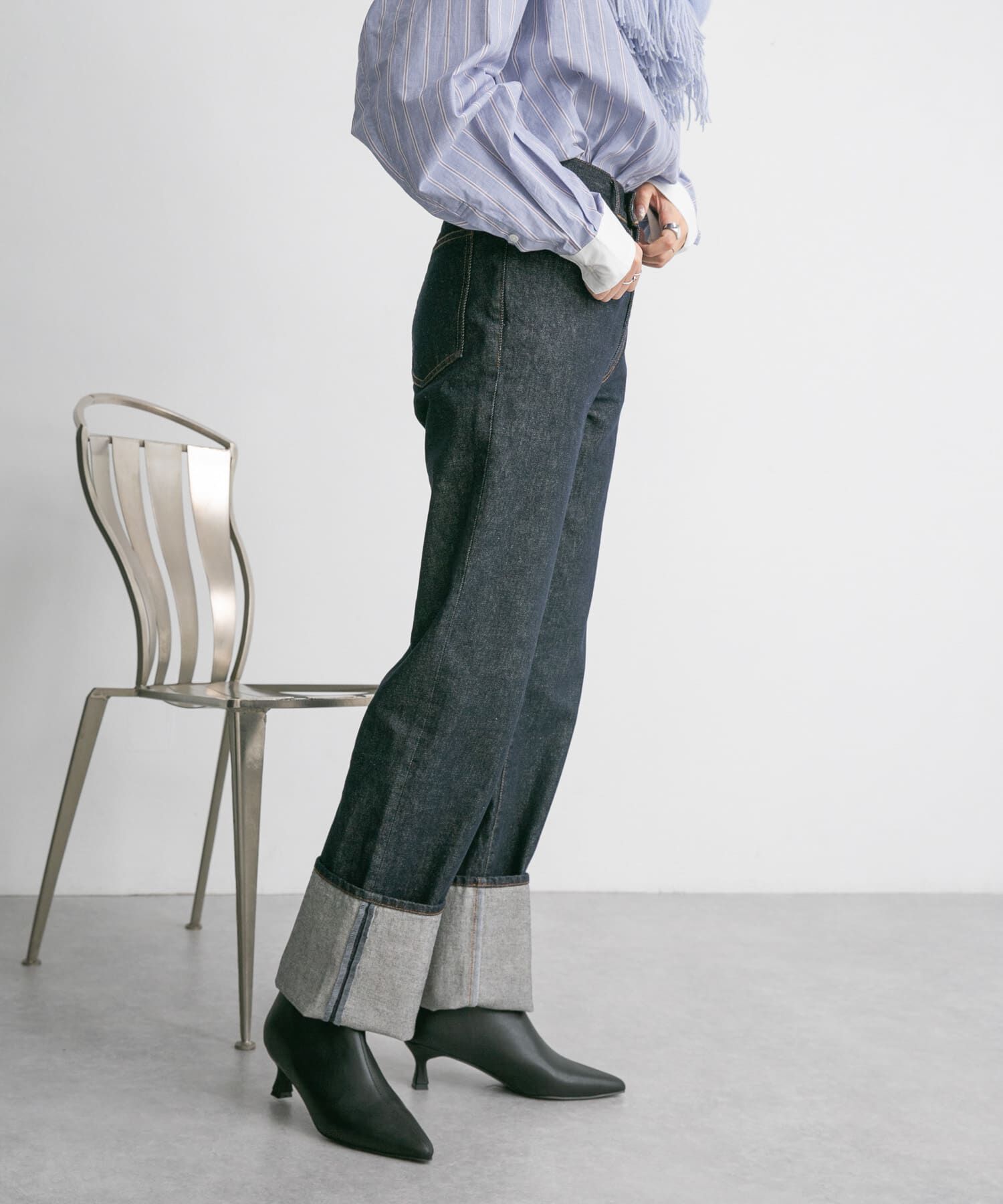  「ターンアップストレートデニム」|デニム|