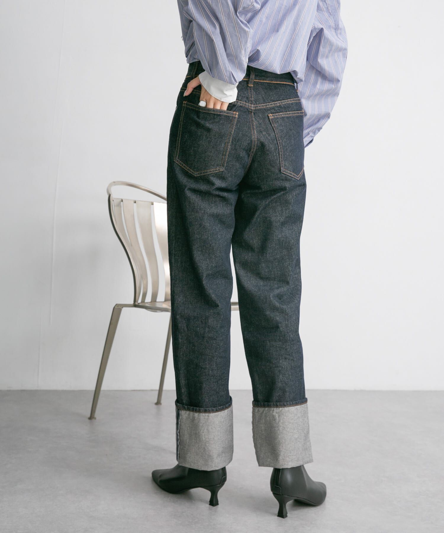  「ターンアップストレートデニム」|デニム|