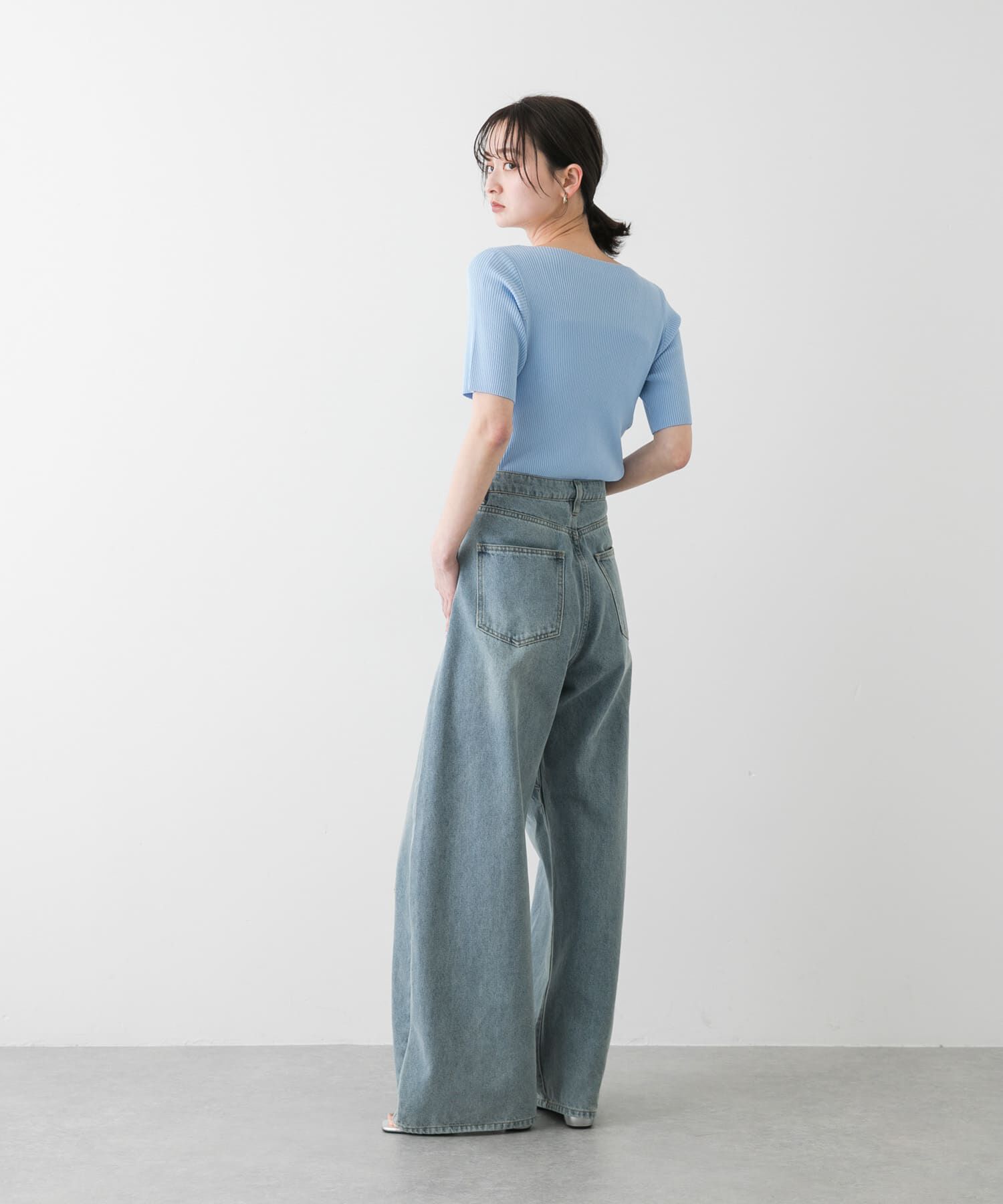 SENSE OF PLACE by URBAN RESEARCH「『一部WEB限定カラー』アシメネックハーフスリーブセーター」|ニット・セーター|