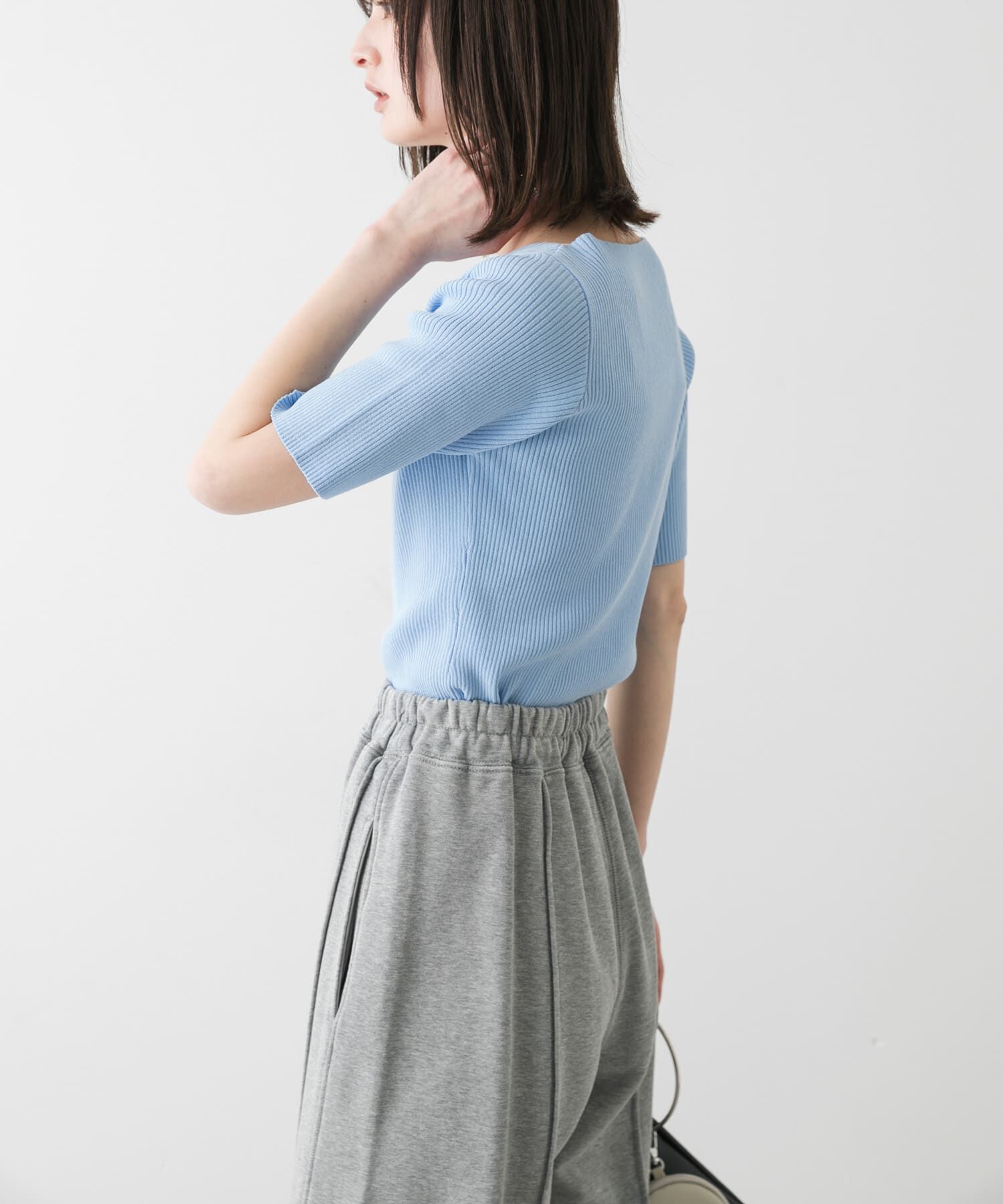 SENSE OF PLACE by URBAN RESEARCH「『一部WEB限定カラー』アシメネックハーフスリーブセーター」|ニット・セーター|