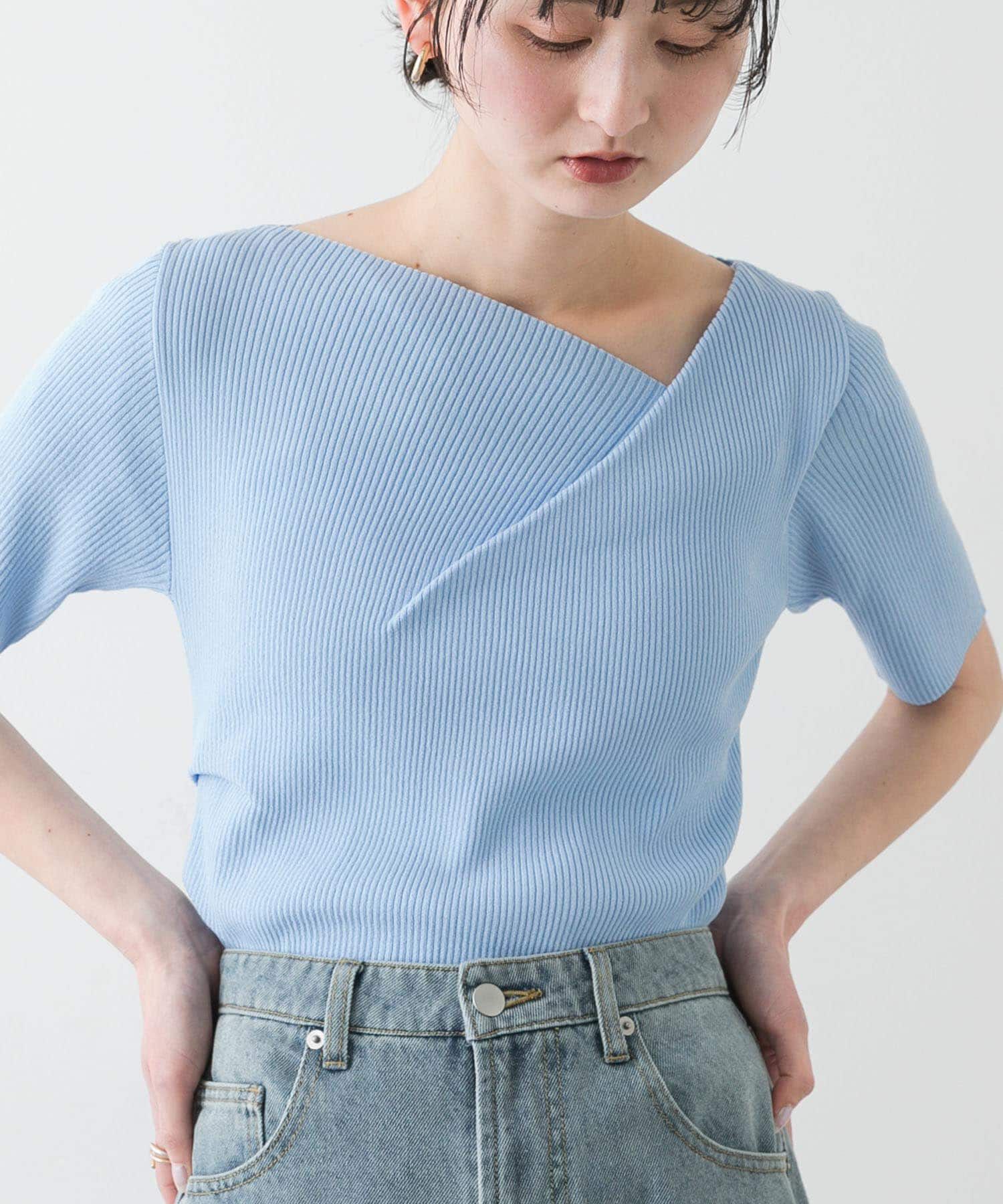 SENSE OF PLACE by URBAN RESEARCH「『一部WEB限定カラー』アシメネックハーフスリーブセーター」|ニット・セーター|