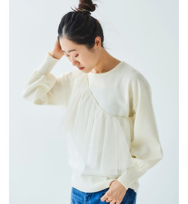 le.coeur blanc「《WEB限定アイテム》チュールケープ付き2wayニット」|ニット・セーター|