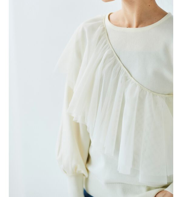 le.coeur blanc「《WEB限定アイテム》チュールケープ付き2wayニット」|ニット・セーター|