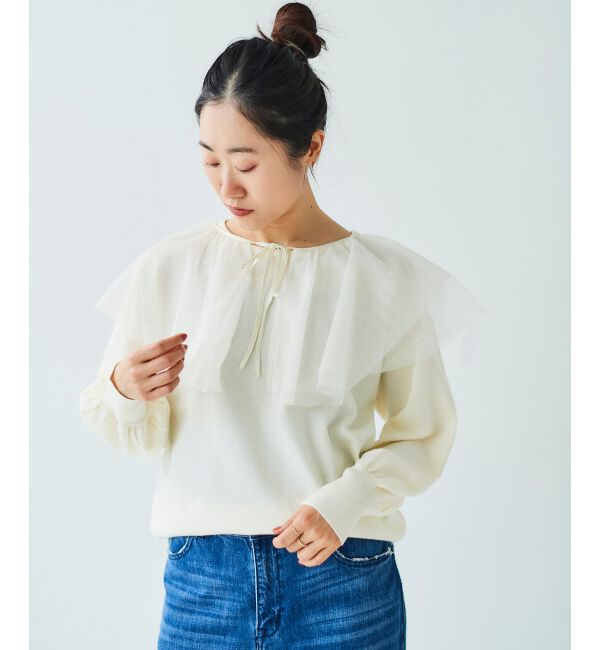 le.coeur blanc「《WEB限定アイテム》チュールケープ付き2wayニット」|ニット・セーター|