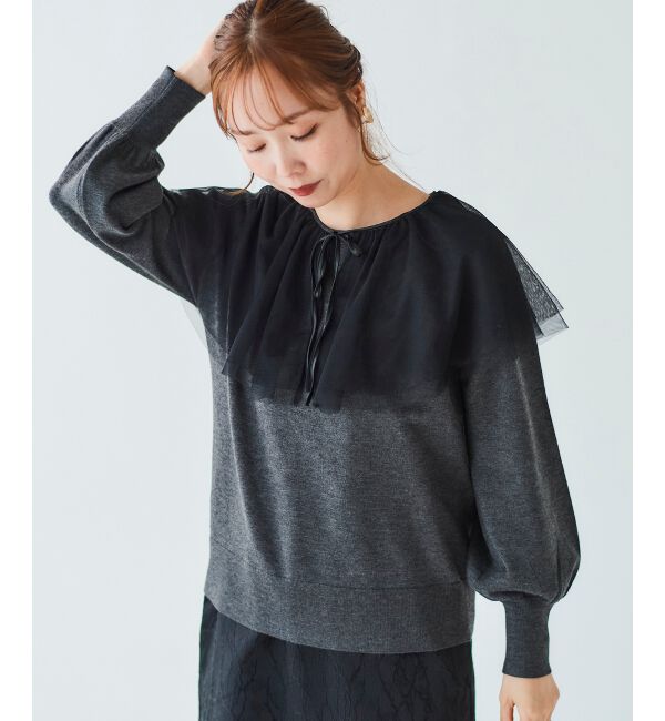 le.coeur blanc「《WEB限定アイテム》チュールケープ付き2wayニット」|ニット・セーター|