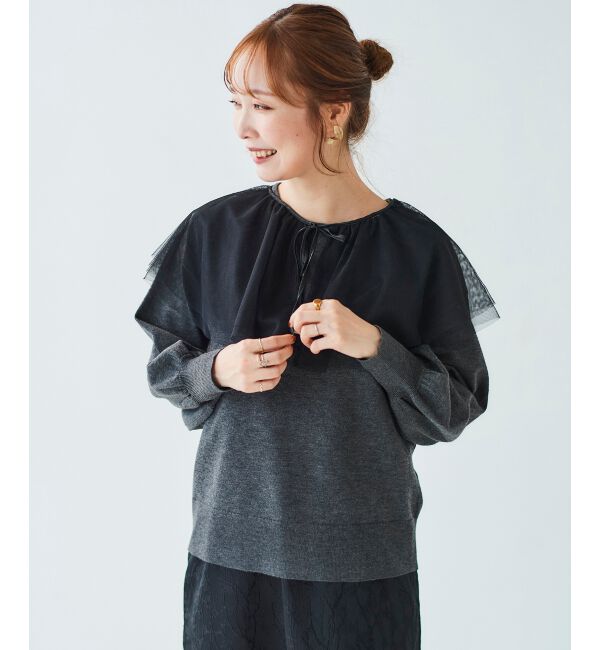 le.coeur blanc「《WEB限定アイテム》チュールケープ付き2wayニット」|ニット・セーター|