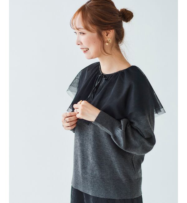 le.coeur blanc「《WEB限定アイテム》チュールケープ付き2wayニット」|ニット・セーター|