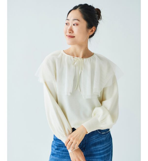 le.coeur blanc「《WEB限定アイテム》チュールケープ付き2wayニット」|ニット・セーター|