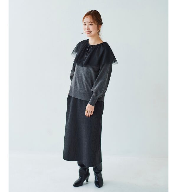 le.coeur blanc「《WEB限定アイテム》チュールケープ付き2wayニット」|ニット・セーター|