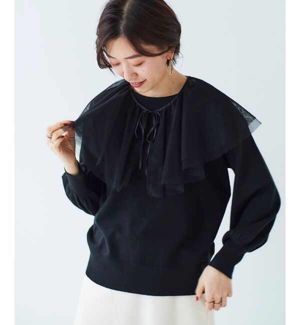 le.coeur blanc「《WEB限定アイテム》チュールケープ付き2wayニット」|ニット・セーター|