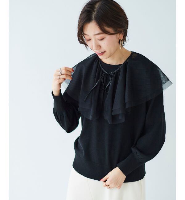 le.coeur blanc「《WEB限定アイテム》チュールケープ付き2wayニット」|ニット・セーター|