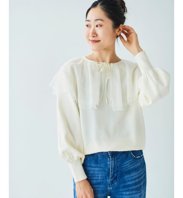 le.coeur blanc「《WEB限定アイテム》チュールケープ付き2wayニット」|ニット・セーター|