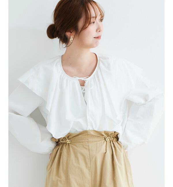 le.coeur blanc「《WEB限定アイテム》ラッフルカラーリボンブラウス」|シャツ・ブラウス|