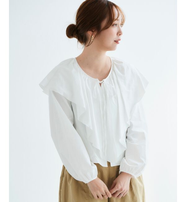 le.coeur blanc「《WEB限定アイテム》ラッフルカラーリボンブラウス」|シャツ・ブラウス|