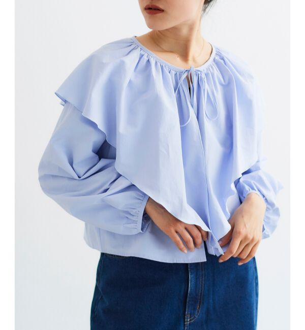 le.coeur blanc「《WEB限定アイテム》ラッフルカラーリボンブラウス」|シャツ・ブラウス|