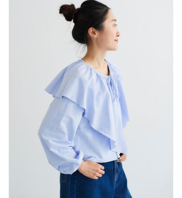 le.coeur blanc「《WEB限定アイテム》ラッフルカラーリボンブラウス」|シャツ・ブラウス|