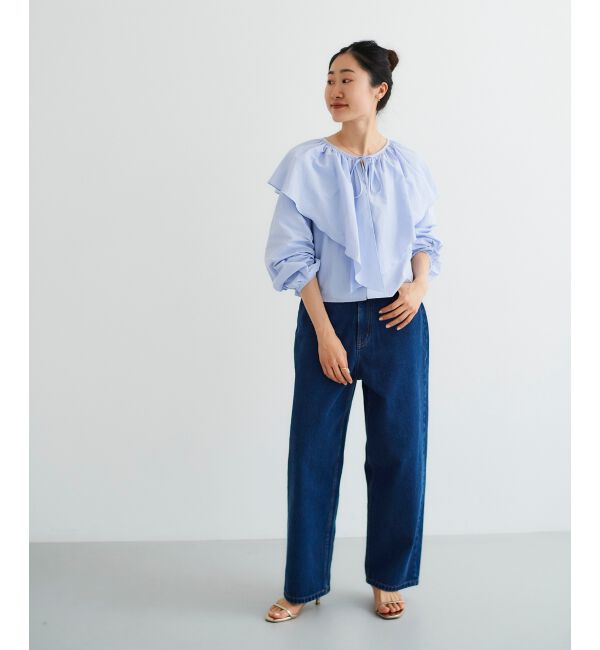 le.coeur blanc「《WEB限定アイテム》ラッフルカラーリボンブラウス」|シャツ・ブラウス|