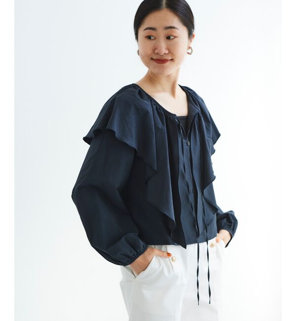 le.coeur blanc「《WEB限定アイテム》ラッフルカラーリボンブラウス」|シャツ・ブラウス|