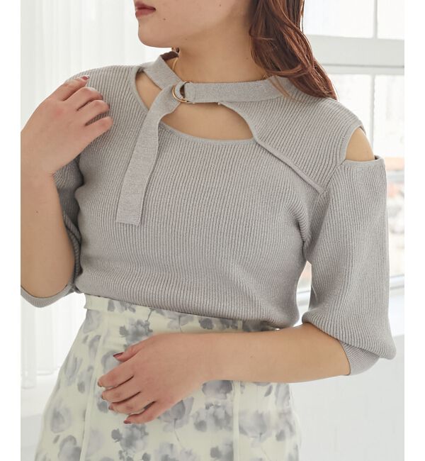 MAJESTICLEGON「シャイニーオープンデザインニット」|ニット・セーター|