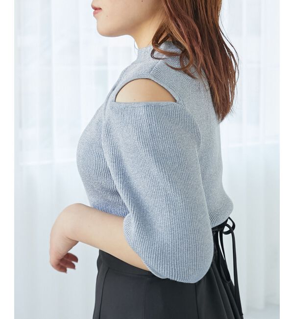 MAJESTICLEGON「シャイニーオープンデザインニット」|ニット・セーター|