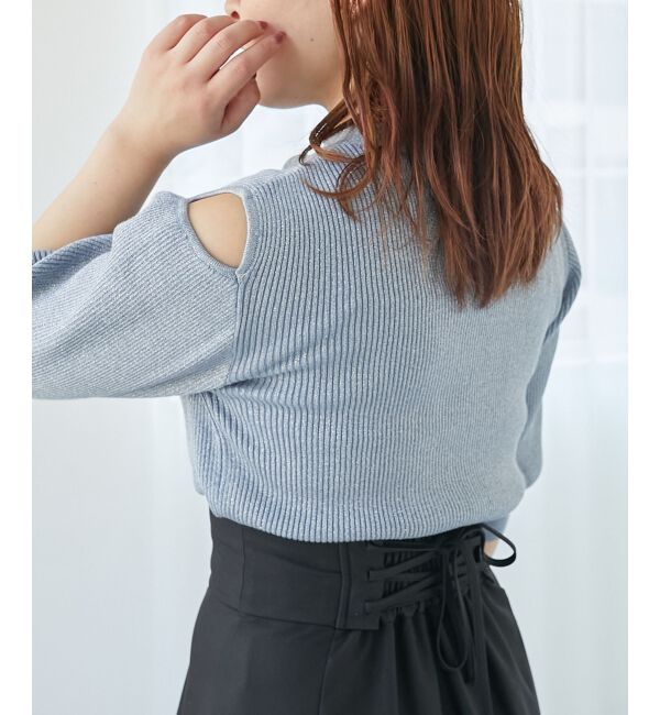 MAJESTICLEGON「シャイニーオープンデザインニット」|ニット・セーター|