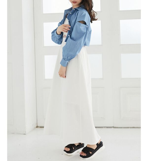 MAJESTICLEGON「パールボタン肩あきショートシャツ」|シャツ・ブラウス|