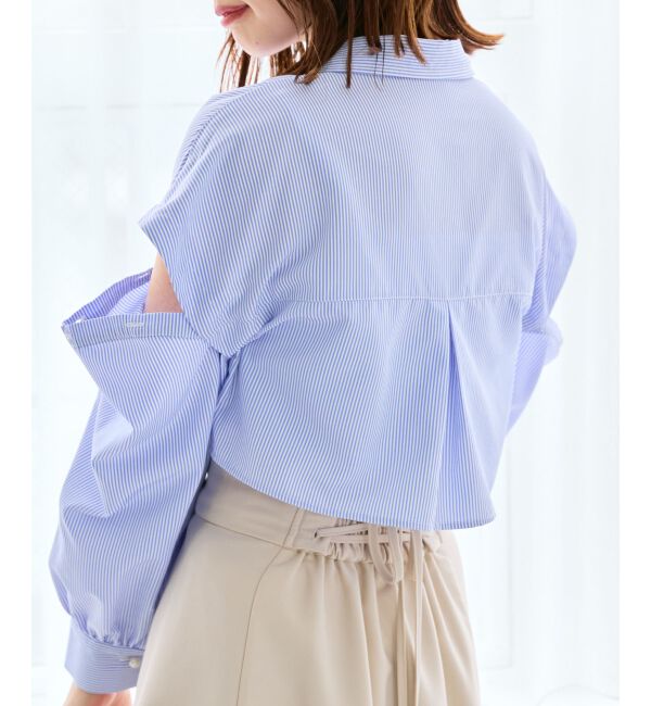 MAJESTICLEGON「パールボタン肩あきショートシャツ」|シャツ・ブラウス|