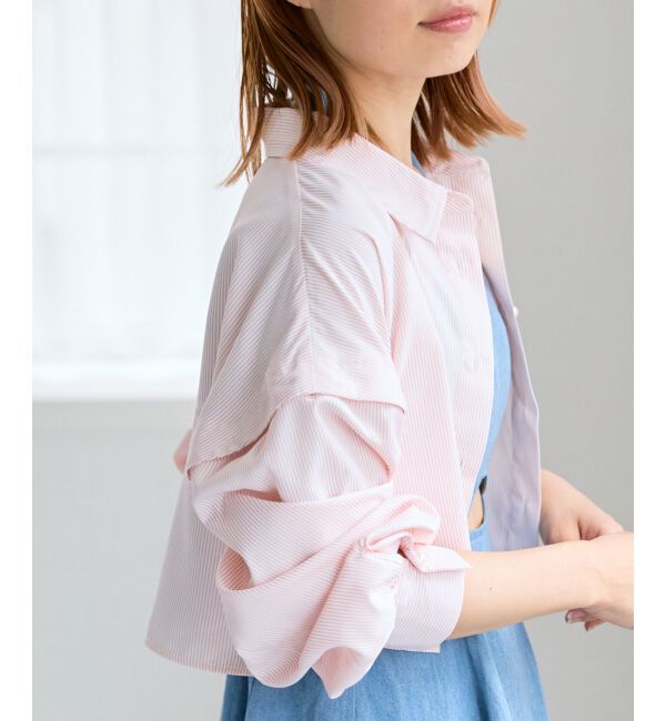 MAJESTICLEGON「パールボタン肩あきショートシャツ」|シャツ・ブラウス|