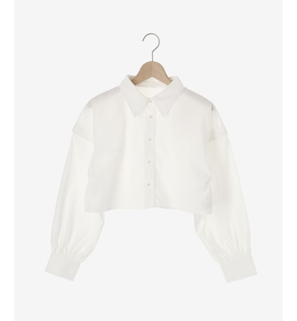 MAJESTICLEGON「パールボタン肩あきショートシャツ」|シャツ・ブラウス|