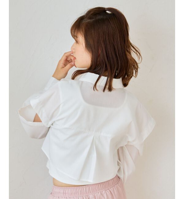 MAJESTICLEGON「パールボタン肩あきショートシャツ」|シャツ・ブラウス|