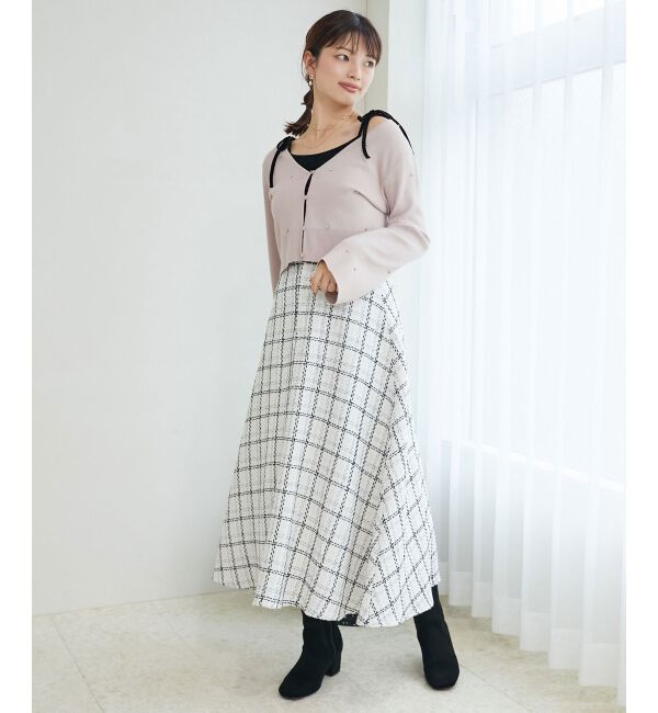 MAJESTICLEGON「リボンブローチセットビジューカーデ」|カーディガン|