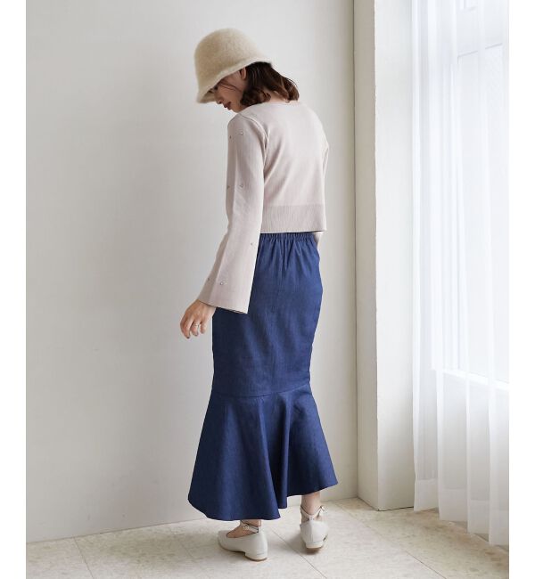 MAJESTICLEGON「リボンブローチセットビジューカーデ」|カーディガン|