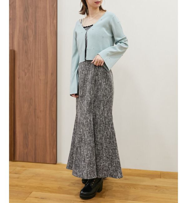 MAJESTICLEGON「リボンブローチセットビジューカーデ」|カーディガン|