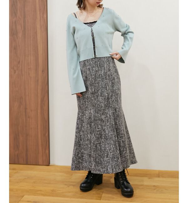 MAJESTICLEGON「リボンブローチセットビジューカーデ」|カーディガン|