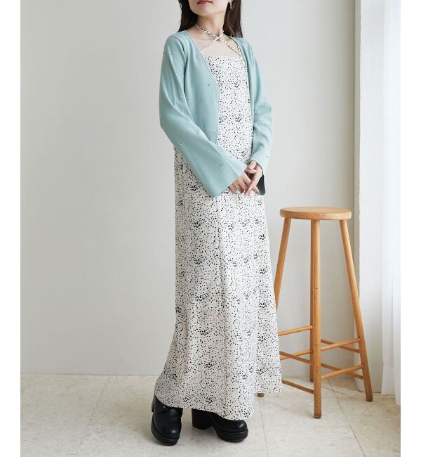 MAJESTICLEGON「リボンブローチセットビジューカーデ」|カーディガン|