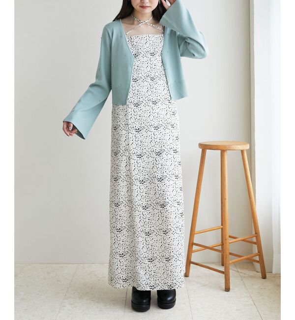 MAJESTICLEGON「リボンブローチセットビジューカーデ」|カーディガン|