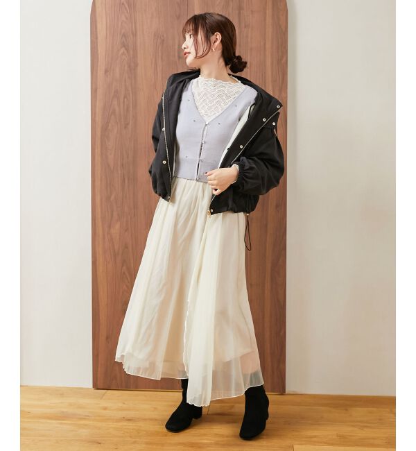 MAJESTICLEGON「リボンブローチセットビジューカーデ」|カーディガン|