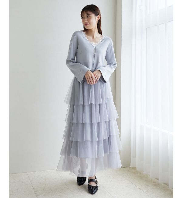 MAJESTICLEGON「リボンブローチセットビジューカーデ」|カーディガン|