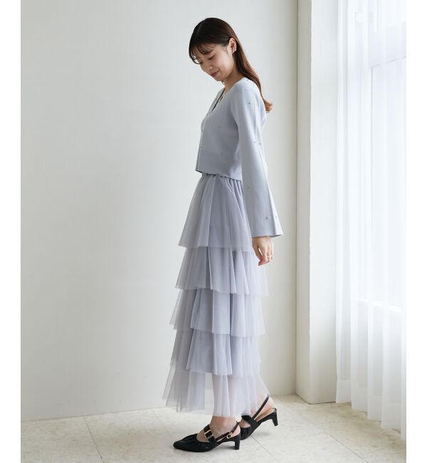 MAJESTICLEGON「リボンブローチセットビジューカーデ」|カーディガン|