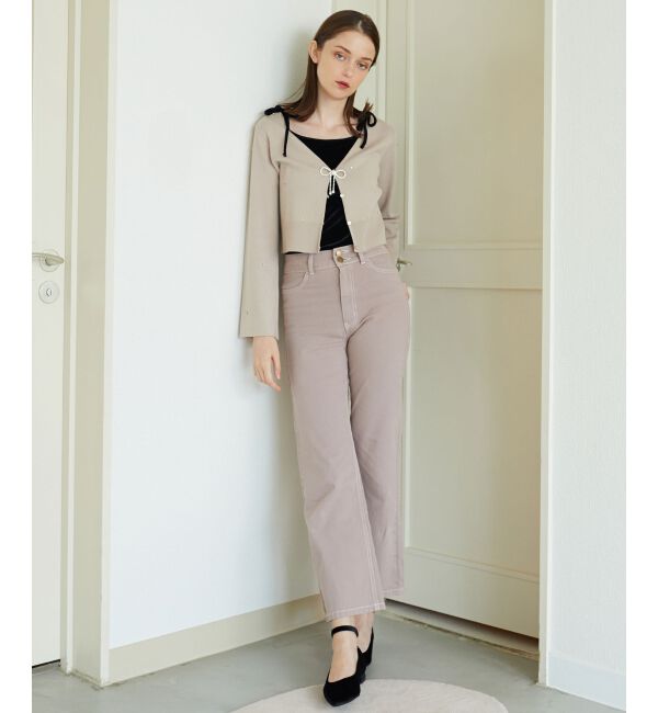 MAJESTICLEGON「リボンブローチセットビジューカーデ」|カーディガン|