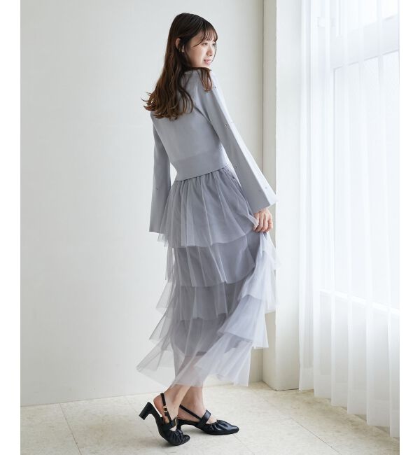 MAJESTICLEGON「リボンブローチセットビジューカーデ」|カーディガン|