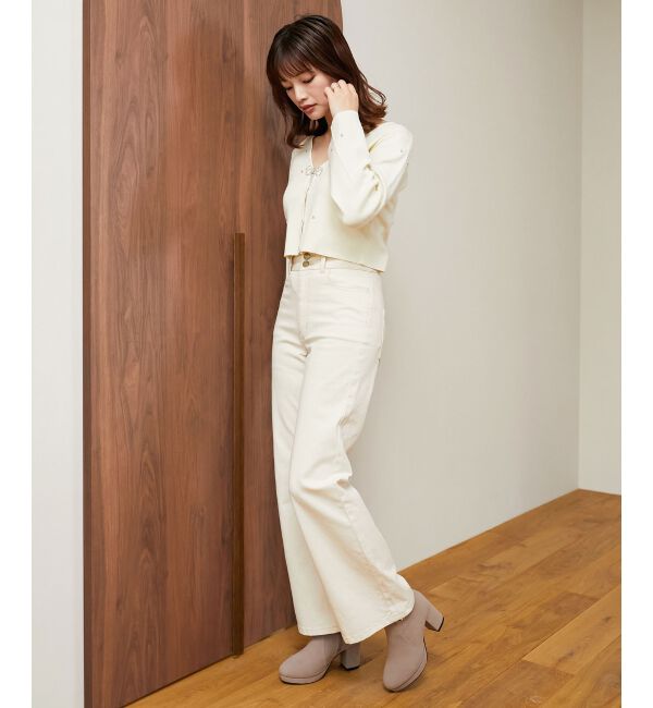 MAJESTICLEGON「リボンブローチセットビジューカーデ」|カーディガン|