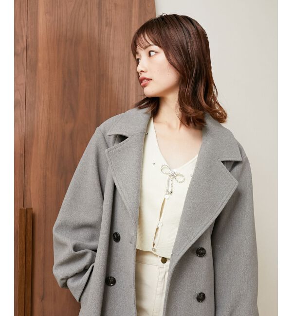 MAJESTICLEGON「リボンブローチセットビジューカーデ」|カーディガン|